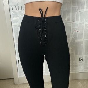 LPA Black Lace-Up Leggings
